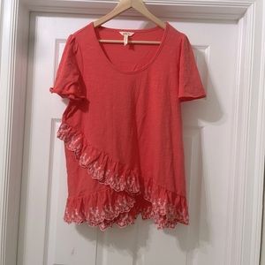 Matilda Jane - pink oral shirt with embroidery design across front